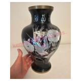 Black Lacquer Vase w/ Mother-of-Pearl Inlay