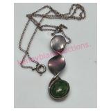 Mid-Century Modern Sterling Jade Pendant