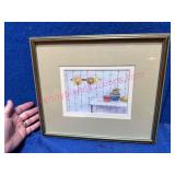 Framed Watercolor of Hats & Boxes by Jonas