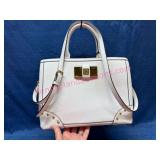 White Leather Anne Klein Purse w/ Gold Accents