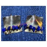 14K & Sterling Lapis Earrings, Handcrafted