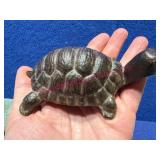 Cast Iron Turtle Figurine, 5in Long