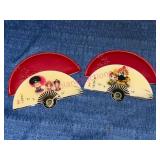 Miniature White Snake Legend Fan Mirrors w/Cases