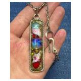 20in Chain w/ Colorful Pendant in Metal Frame