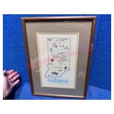 Framed Indiana Cross-Stitch Wall Art