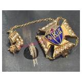 10K Gold Greek Pin w/Ruby 6.7g TW