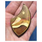 Handmade Marquetry Wood Pin by T. Breeze Verdant