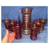 Dunbar Ring Pink Irid. Flashed Optic Glassware