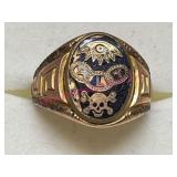 Masonic 14K Gold-Filled Shell Ring Sz9.5