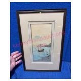Asian Watercolor of Sailing Vessel 11×16