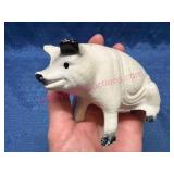 Cast Iron Pig Bank w/ Painted Details