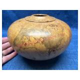 Handcrafted Wooden Burl Vase, Signed