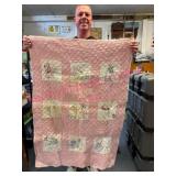 Nursery Rhymes Baby Quilt w/ Pink
