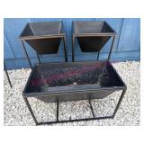 3 Thin Black Metal Planters 22in & 14in Tall