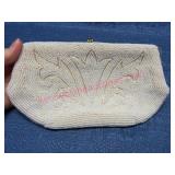 White Beaded Clutch by Debbie, Made in Japan