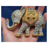 Nice X-Lrg Rhinestone Elephant Brooch
