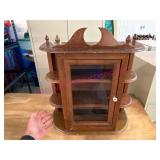 Wooden Wall Whatnot Cabinet (top needs repair)
