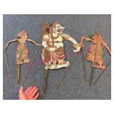 3 Antique Indonesian Shadow Puppets