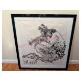 Large Asian Watercolor Artwork, 42×44