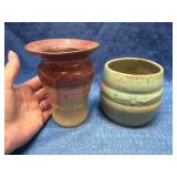2 Handmade Glazed Pottery Pieces