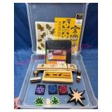 Craft Stamps & Stencils in Plastic Storage Box