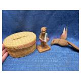Hand-Carved Fig & Bird w/ Basket