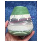 Handcrafted Pottery Green Vessel