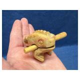 Handmade Carved Wood Bullfrog Instrument