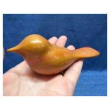 Hand Carved Wooden Bird Figurine w/Inscription