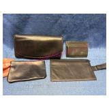 Black Satin Cowhide Leather Wallets