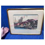 Framed Japanese Woodblock Print by Hiroshige