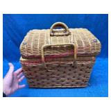 Wicker Picnic Basket w/ Red Gingham Lining