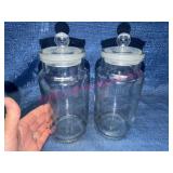 2 British-Made Glass Apothecary Jars w/Lids
