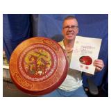 1910 Chinese Red Lacquer Cake Box w/ Dragon Motif