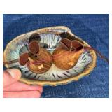 Handcrafted Danish Wooden Mice & Pottery Dish
