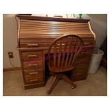 Oak Roll Top Desk w/ Chair