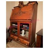 Oak Flip Down Desk w/ Mirror Top