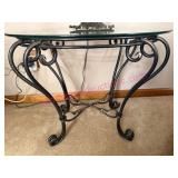 Oval Glass Top End Table w/Metal Frame