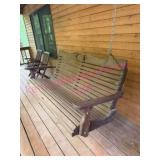 Wooden Porch Swing w/ Heart Cutouts