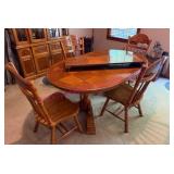 Oak Dining Table w/ 4 Chairs & Leaf