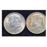 2 Kennedy 40% Silver Half Dollars 1967 & 1968