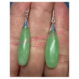 Green Jade & Silver Drop Earrings