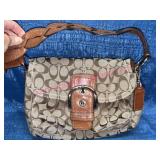 Nice Coach Purse Canvas & Leather Shoulder Bag