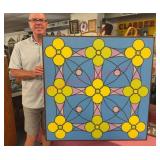 1972 Geometric Oil Painting O/B by Enal 3ft x 3ft
