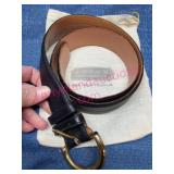 Coach Black Leather Belt Solid Brass Buckle w/Bag