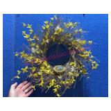 Real Twig 19in Spring Wreath w/Nest & Flowers