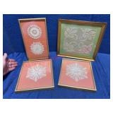Framed Doilies Under Glass, Group of 4
