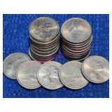 25 Golden US Dollar Coins: Sacagawea & Presidents