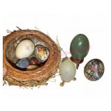 Decorative Egg Collection w/Nest & Stands