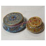 Decorative Enameled Metal Trinket Boxes w/Beaded,
